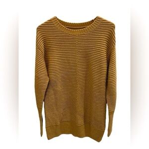 Nine West Cream Tan Ribbed Sweater with Gold Tinsel Longer Fit New with Tag